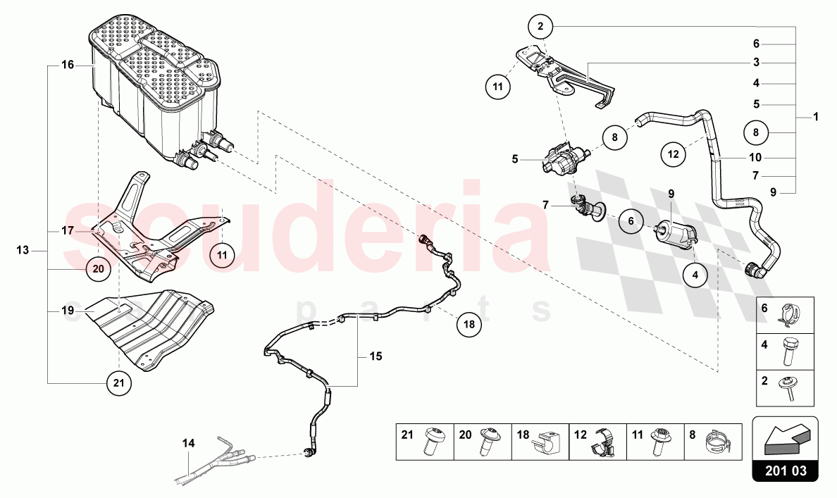 ACTIVE CHARCOAL FILTER WITH DIAGNOSIS PUMP FOR FUEL DELIVERY SYSTEM of Lamborghini Lamborghini Urus (2019-2022)