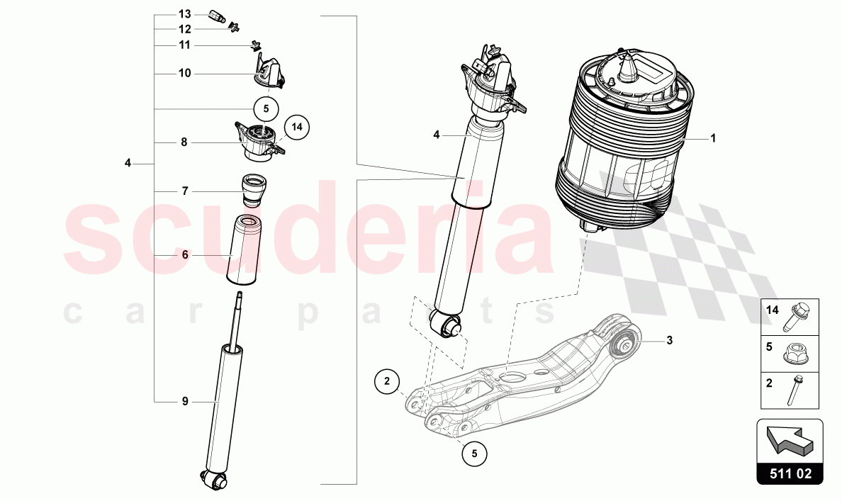 SHOCK ABSORBER REAR of Lamborghini Lamborghini Urus (2019-2022)