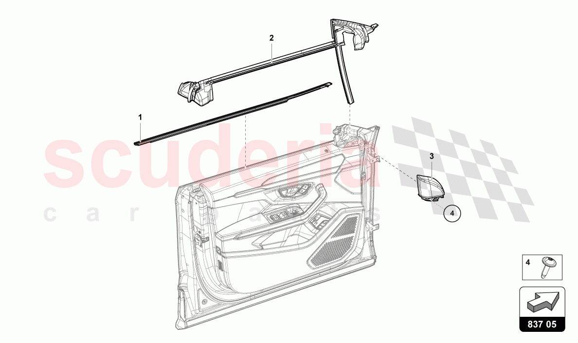 SEAL FOR DOOR WINDOW FRONT of Lamborghini Lamborghini Urus (2019-2022)