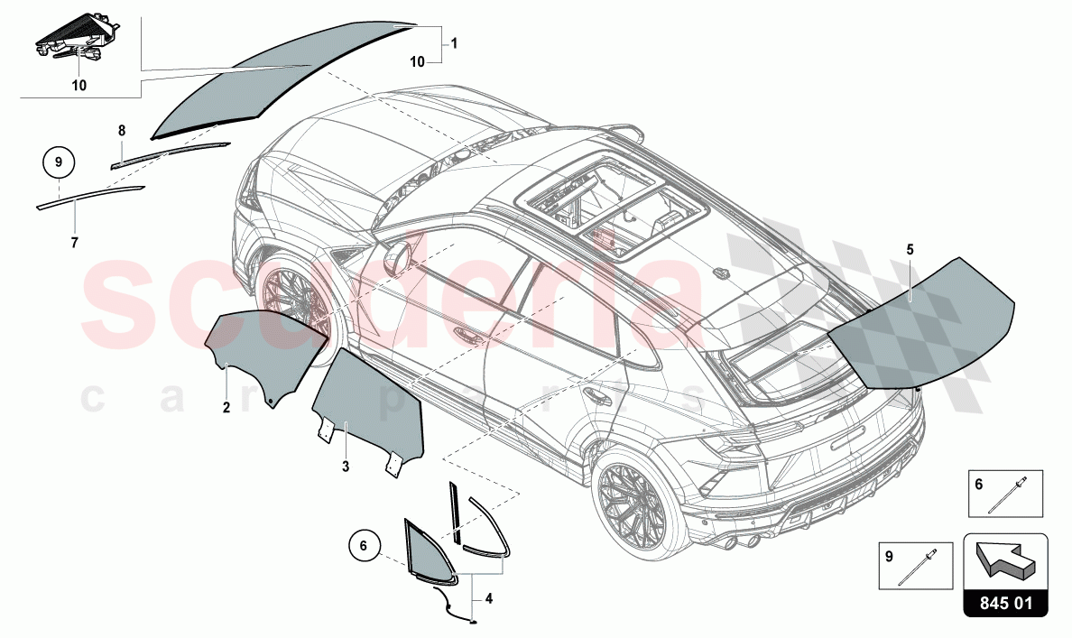 WINDOW GLASSES of Lamborghini Lamborghini Urus (2019-2022)