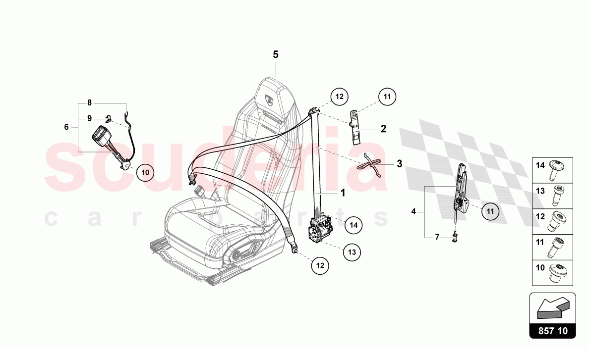 THREE-POINT SAFETY BELT FRONT of Lamborghini Lamborghini Urus (2019-2022)