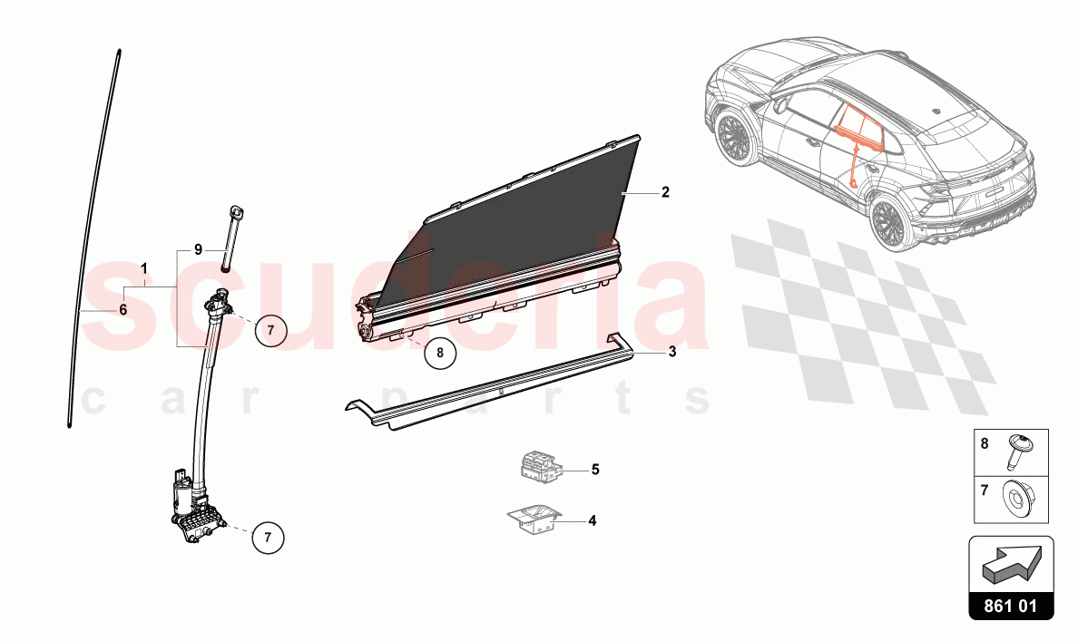ROLLER SUNBLIND of Lamborghini Lamborghini Urus (2019-2022)