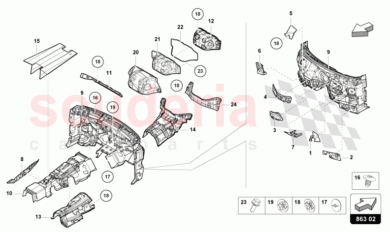 SOUND ABSORBER FOR FLOOR, BULKHEAD AND TUNNEL of Lamborghini Lamborghini Urus (2019-2022)