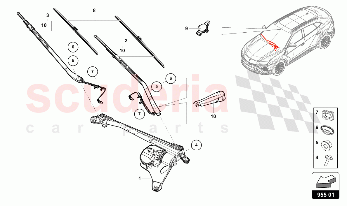 WINDSHIELD WIPER of Lamborghini Lamborghini Urus (2019-2022)