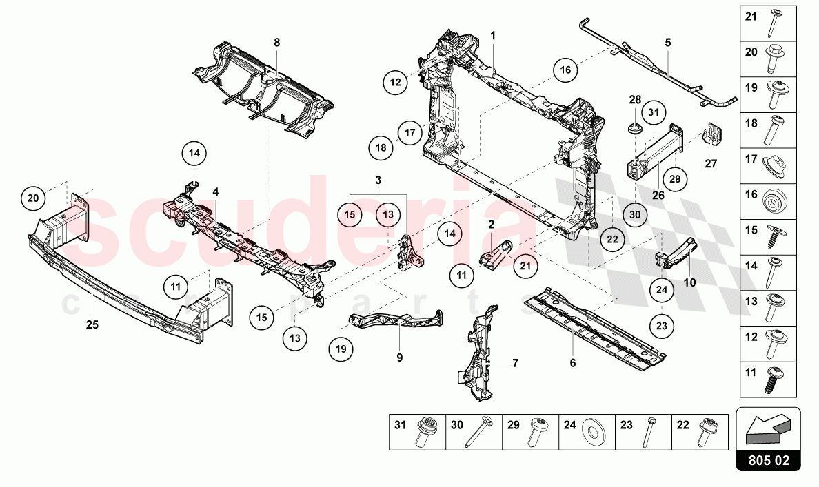 SUPPORT FOR COOLANT RADIATOR of Lamborghini Lamborghini Urus Performante