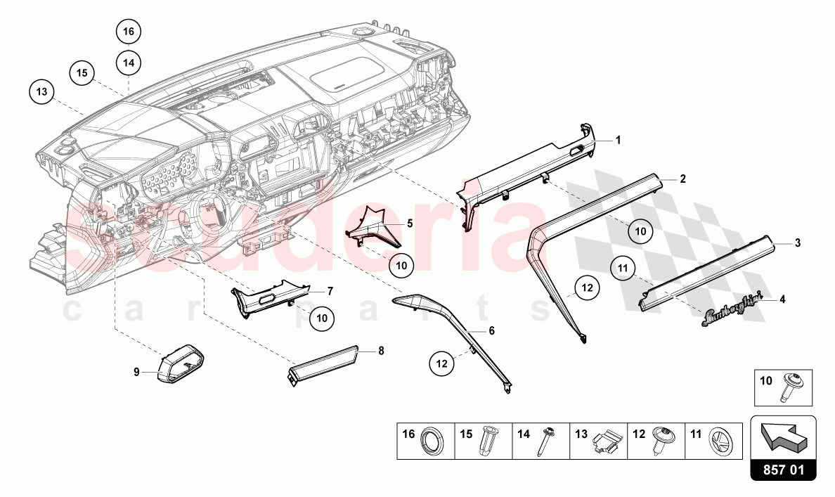 TRIM PANEL FOR DASH PANEL of Lamborghini Lamborghini Urus Performante