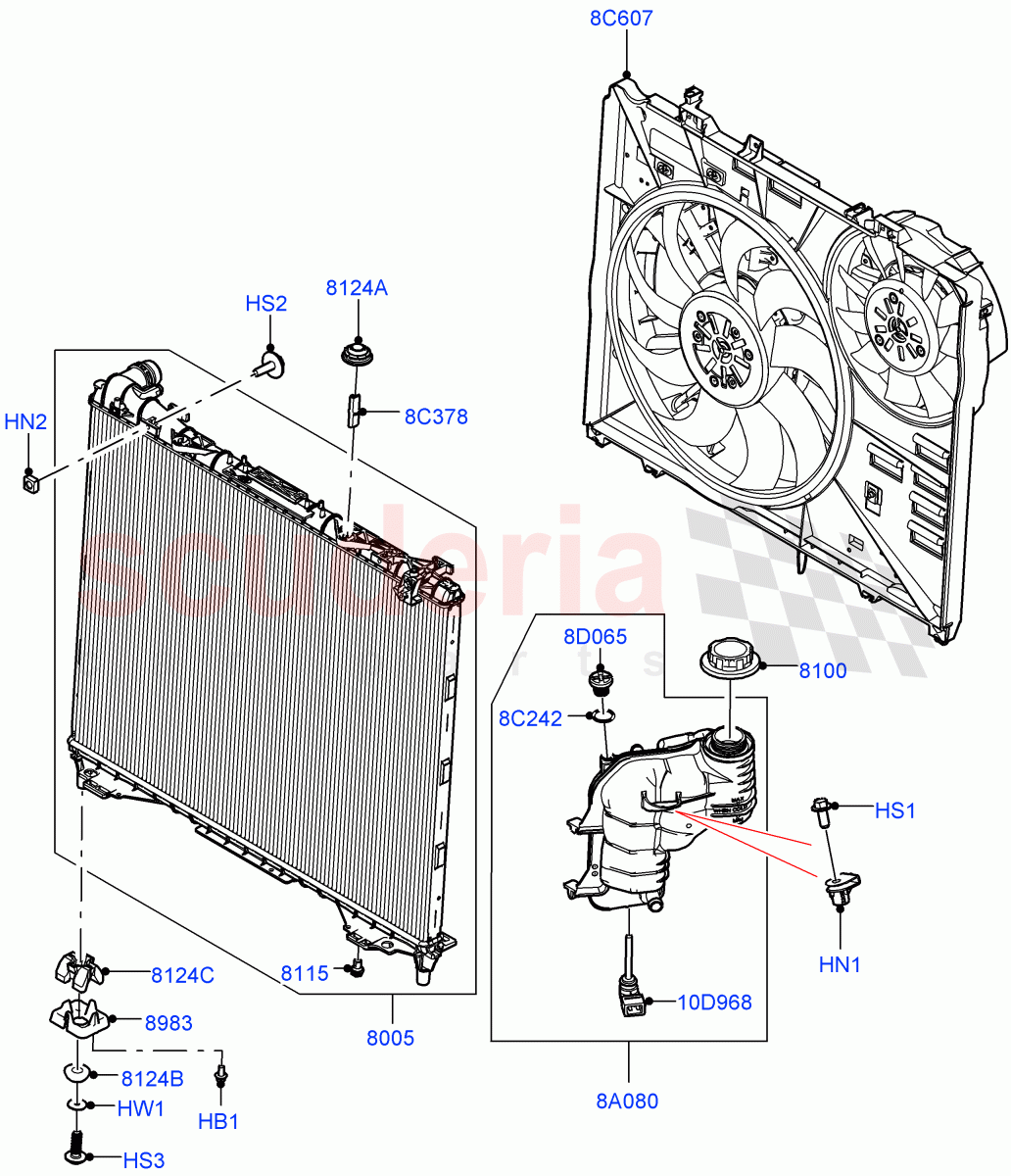 Radiator/Coolant Overflow Container(Nitra Plant Build, Main Unit)(3.0L AJ20D6 Diesel High)((V)FROMM2000001) of Land Rover Land Rover Discovery 5 (2017+) [3.0 I6 Turbo Diesel AJ20D6]