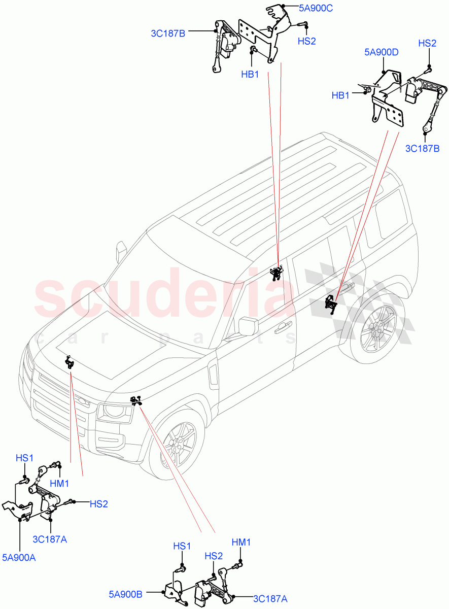 Air Suspension Controls/Electrics(With Four Corner Air Suspension) of Land Rover Land Rover Defender (2020+) [3.0 I6 Turbo Petrol AJ20P6]