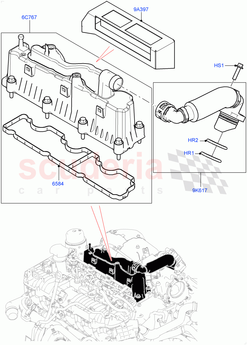 Emission Control - Crankcase(2.0L AJ20D4 Diesel Mid PTA,Halewood (UK),2.0L AJ20D4 Diesel LF PTA,2.0L AJ20D4 Diesel High PTA) of Land Rover Land Rover Discovery Sport (2015+) [2.0 Turbo Diesel]