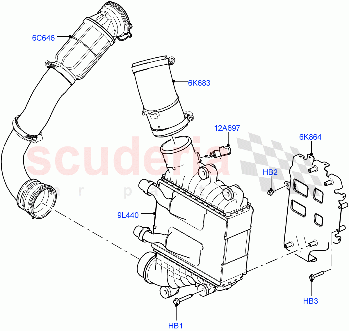 Intercooler/Air Ducts And Hoses(2.0L I4 DSL HIGH DOHC AJ200)((V)FROMJH000001) of Land Rover Land Rover Discovery Sport (2015+) [2.0 Turbo Diesel]