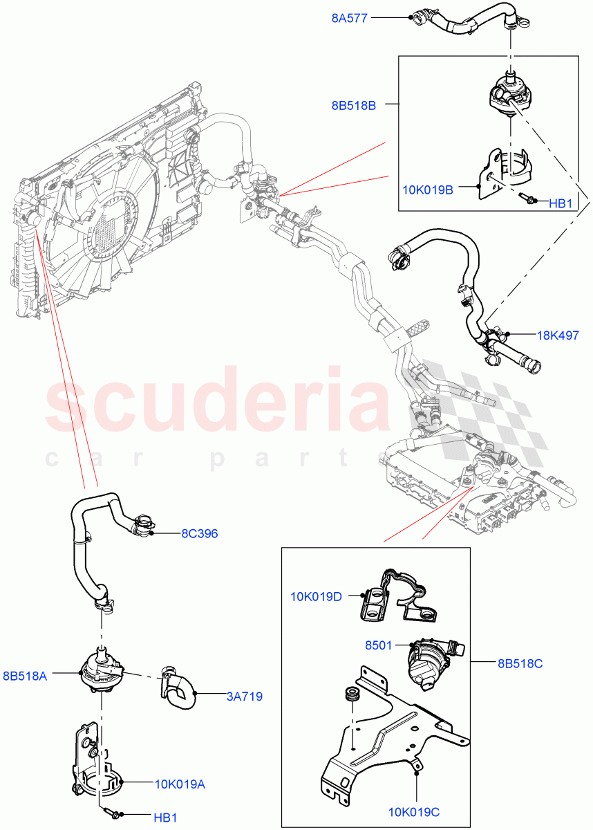 Water Pump(Auxiliary Water Pump Assembly)(1.5L AJ20P3 Petrol High PHEV,Halewood (UK))((V)FROMMH000001) of Land Rover Land Rover Range Rover Evoque (2019+) [1.5 I3 Turbo Petrol AJ20P3]