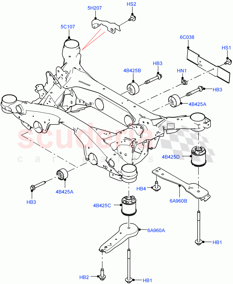 Rear Cross Member & Stabilizer Bar(Crossmember)(Halewood (UK),Electric Engine Battery-PHEV)((V)FROMLH000001) of Land Rover Land Rover Discovery Sport (2015+) [2.2 Single Turbo Diesel]
