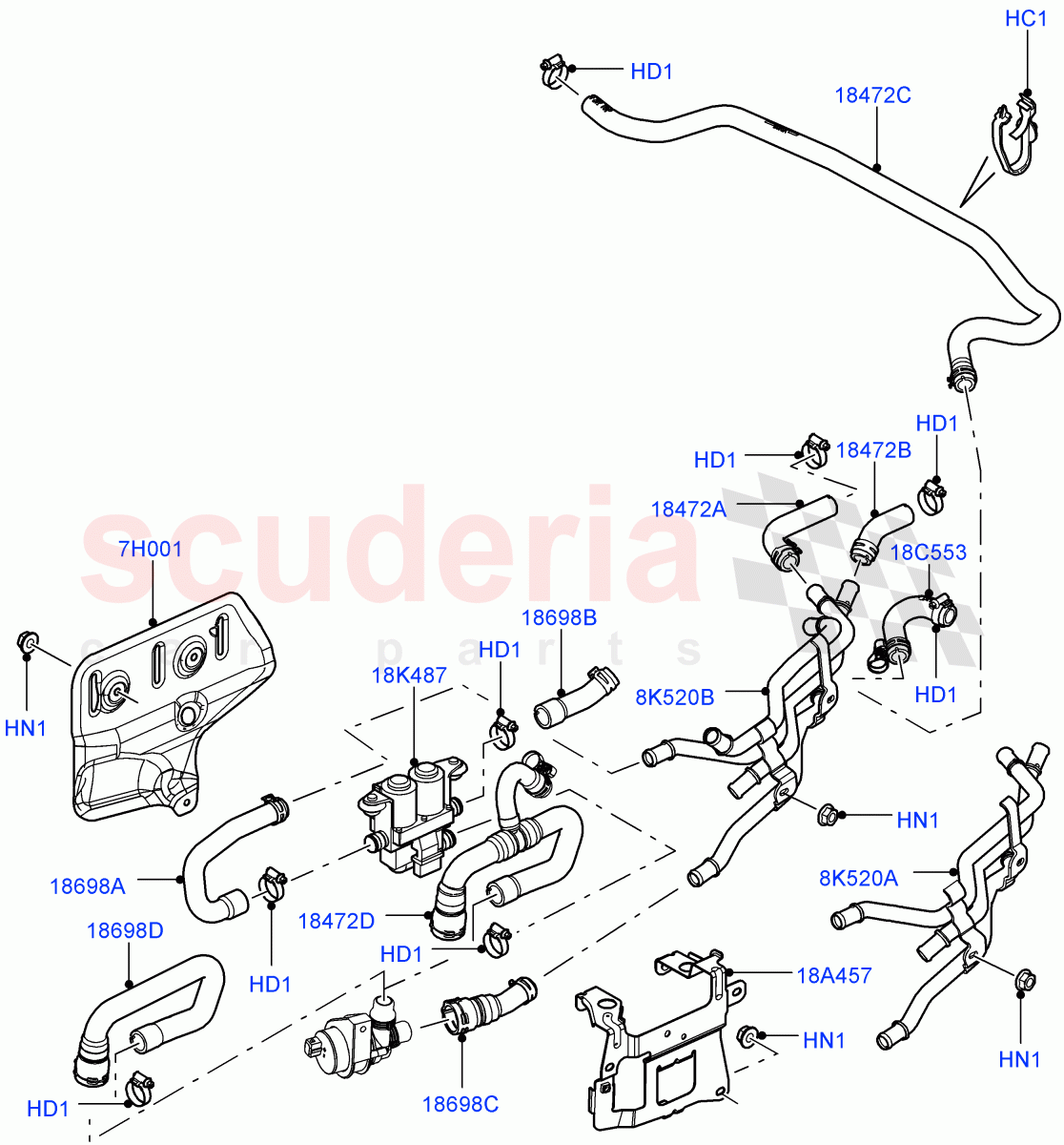 Heater Hoses(Heater Water Control, Front)((V)FROMAA000001,(V)TOAA999999) of Land Rover Land Rover Range Rover (2010-2012) [3.6 V8 32V DOHC EFI Diesel]