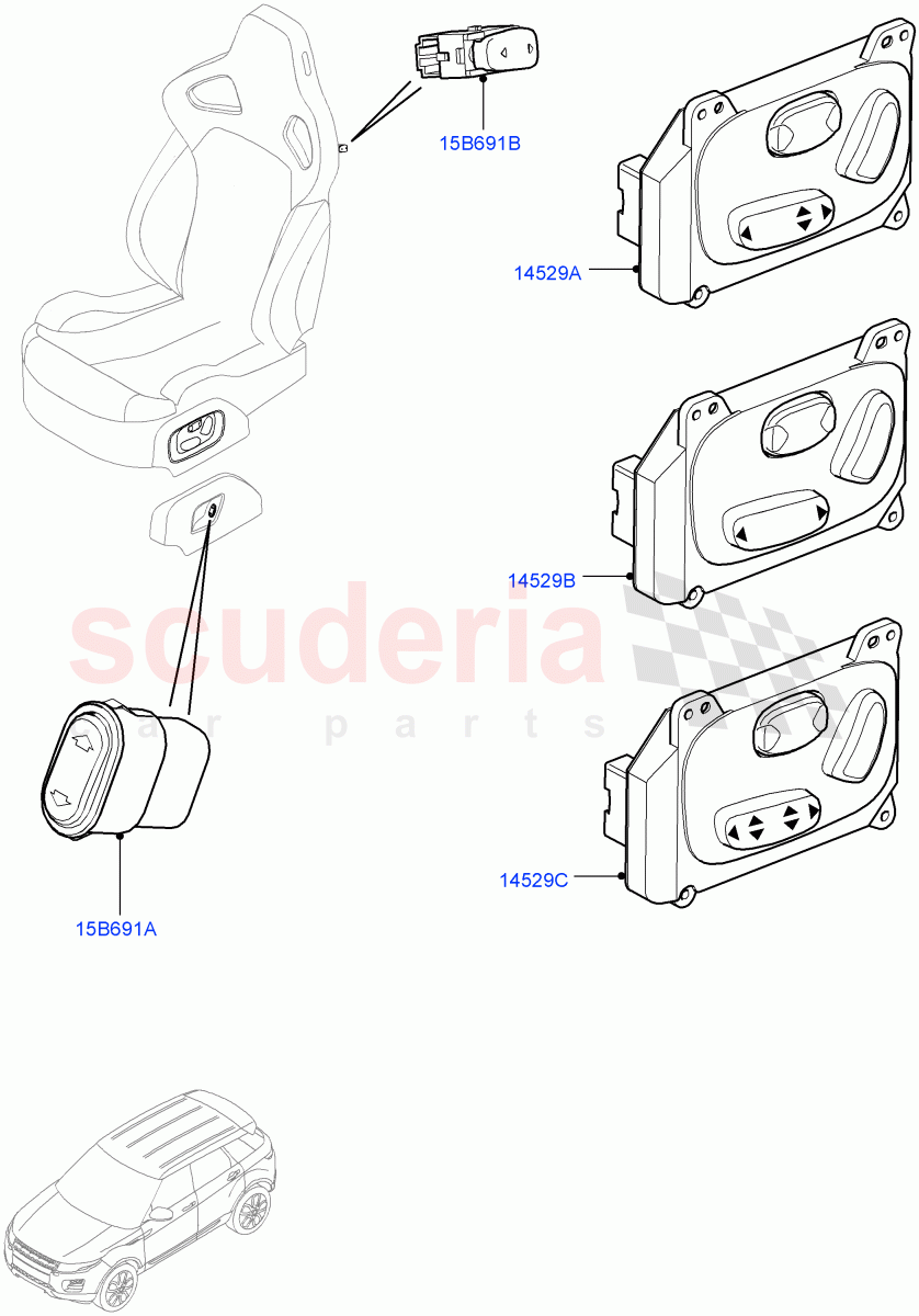 Switches(Seats)(5 Door,Halewood (UK))((V)TOFH999999) of Land Rover Land Rover Range Rover Evoque (2012-2018) [2.2 Single Turbo Diesel]