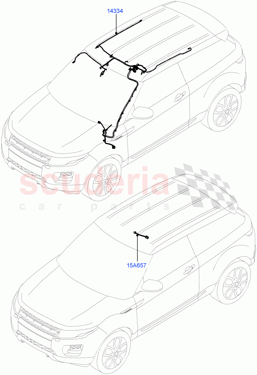 Electrical Wiring - Body And Rear(Roof)(5 Door,Itatiaia (Brazil),3 Door)((V)FROMGT000001) of Land Rover Land Rover Range Rover Evoque (2012-2018) [2.2 Single Turbo Diesel]