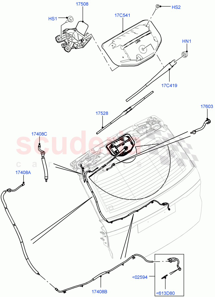 Rear Window Wiper And Washer((V)TOHA999999) of Land Rover Land Rover Range Rover Sport (2014+) [5.0 OHC SGDI SC V8 Petrol]