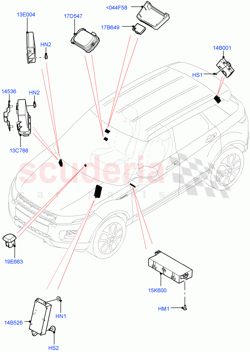Vehicle Modules And Sensors(Itatiaia (Brazil))((V)FROMGT000001) of Land Rover Land Rover Range Rover Evoque (2012-2018) [2.0 Turbo Petrol GTDI]