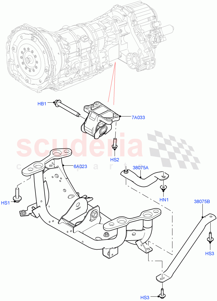 Transmission Mounting(3.0L AJ20D6 Diesel High)((V)FROMLA000001) of Land Rover Land Rover Range Rover Sport (2014+) [3.0 I6 Turbo Diesel AJ20D6]