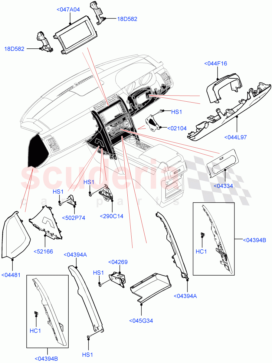 Instrument Panel(Nitra Plant Build, External Components, Lower)((V)FROMK2000001) of Land Rover Land Rover Discovery 5 (2017+) [3.0 DOHC GDI SC V6 Petrol]