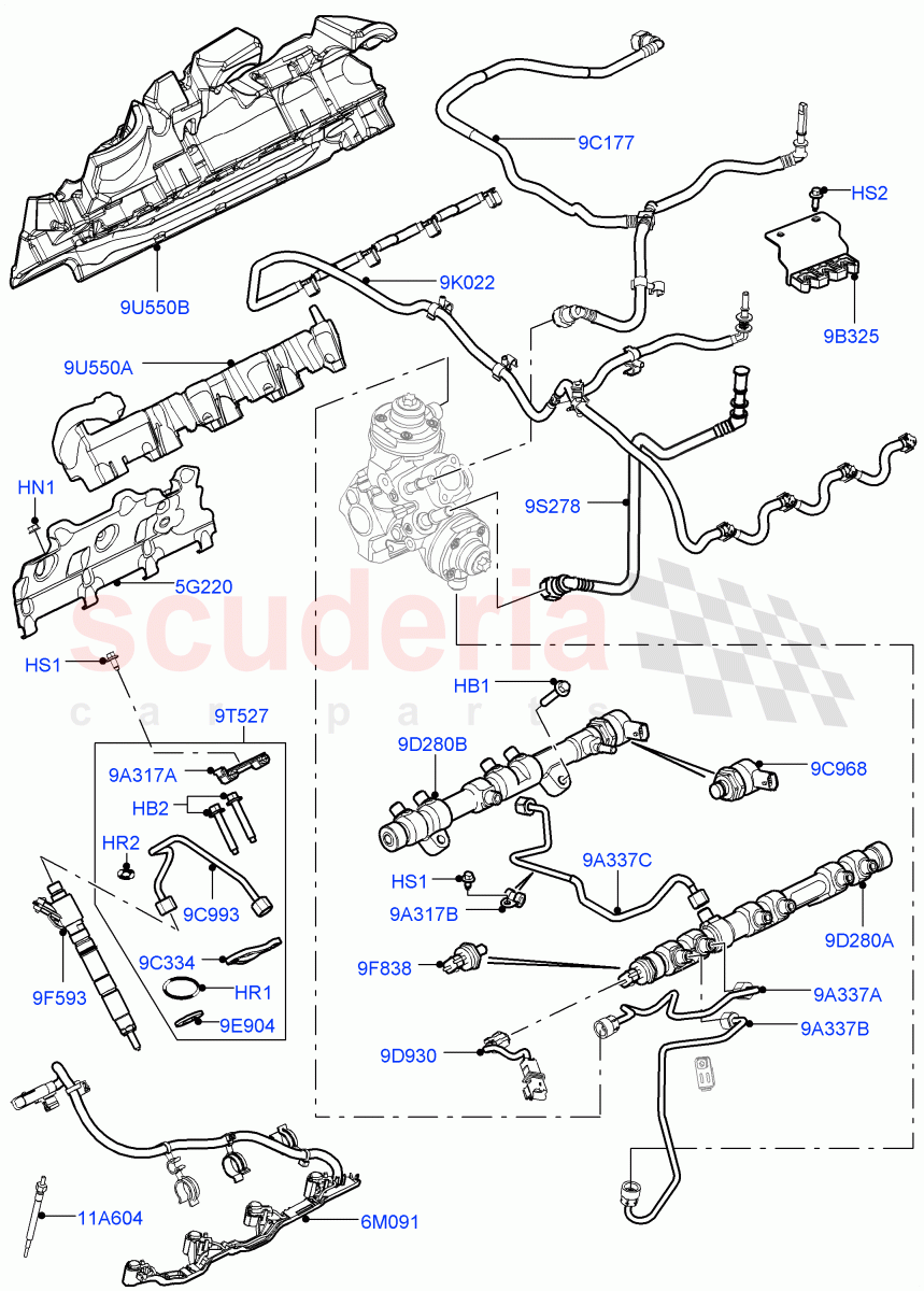 Fuel Injectors And Pipes(4.4L DOHC DITC V8 Diesel)((V)FROMBA000001) of Land Rover Land Rover Range Rover (2012-2021) [4.4 DOHC Diesel V8 DITC]