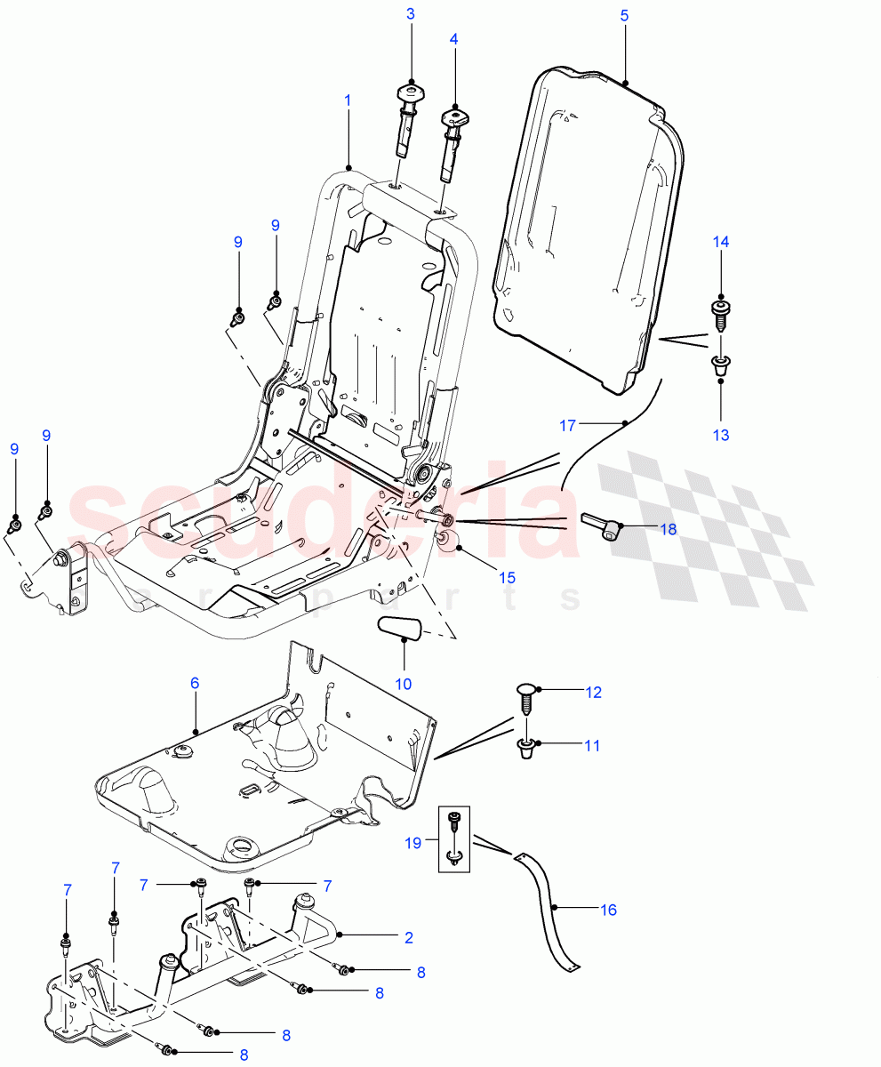 Rear Seat Frame(Station Wagon - 5 Door,110" Wheelbase,Station Wagon - 3 Door,90" Wheelbase)((V)FROM7A000001) of Land Rover Land Rover Defender (2007-2016)