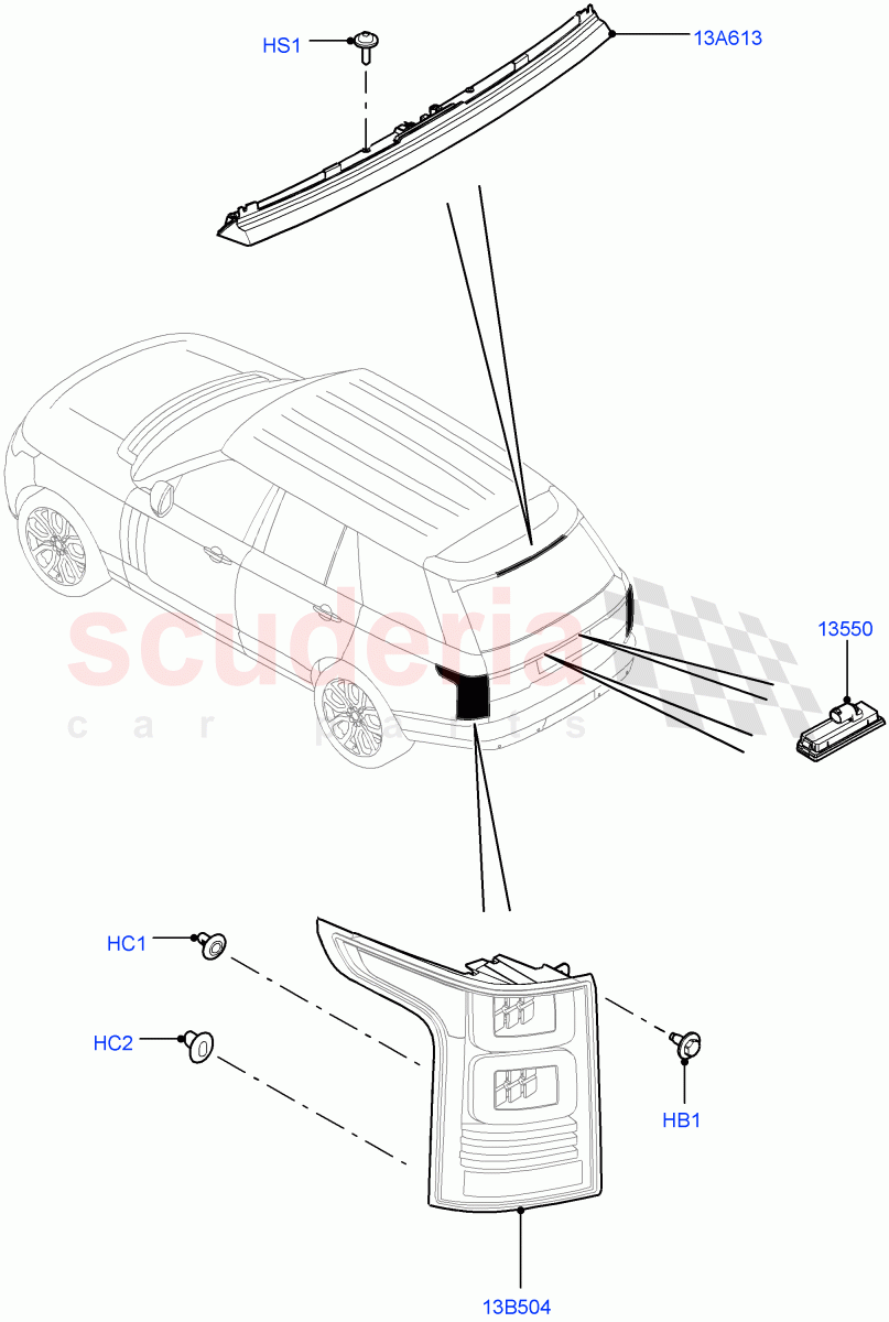Rear Lamps of Land Rover Land Rover Range Rover (2012-2021) [5.0 OHC SGDI SC V8 Petrol]
