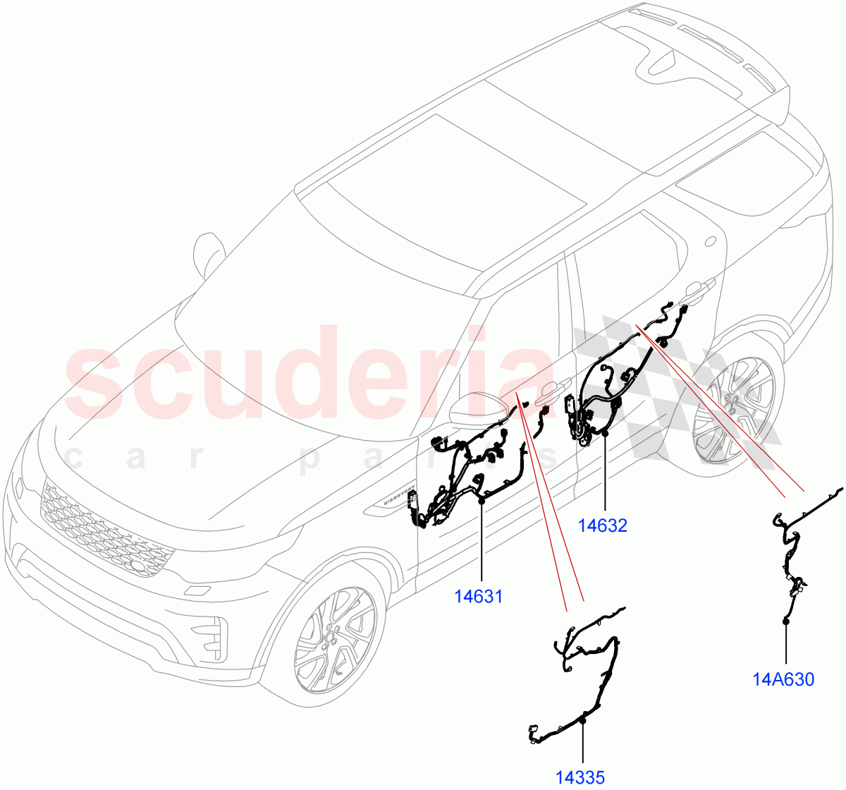 Electrical Wiring - Body And Rear(Front And Rear Doors, Nitra Plant Build)((V)FROMP2000001) of Land Rover Land Rover Discovery 5 (2017+) [3.0 I6 Turbo Petrol AJ20P6]