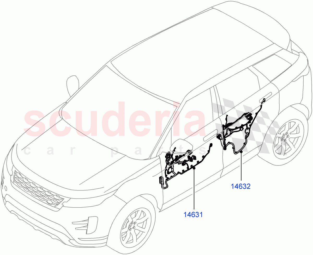 Wiring - Body Closures(Front And Rear Doors)(5 Door,Halewood (UK))((V)FROMMH000001,(V)TOMH999999) of Land Rover Land Rover Range Rover Evoque (2019+) [2.0 Turbo Diesel AJ21D4]