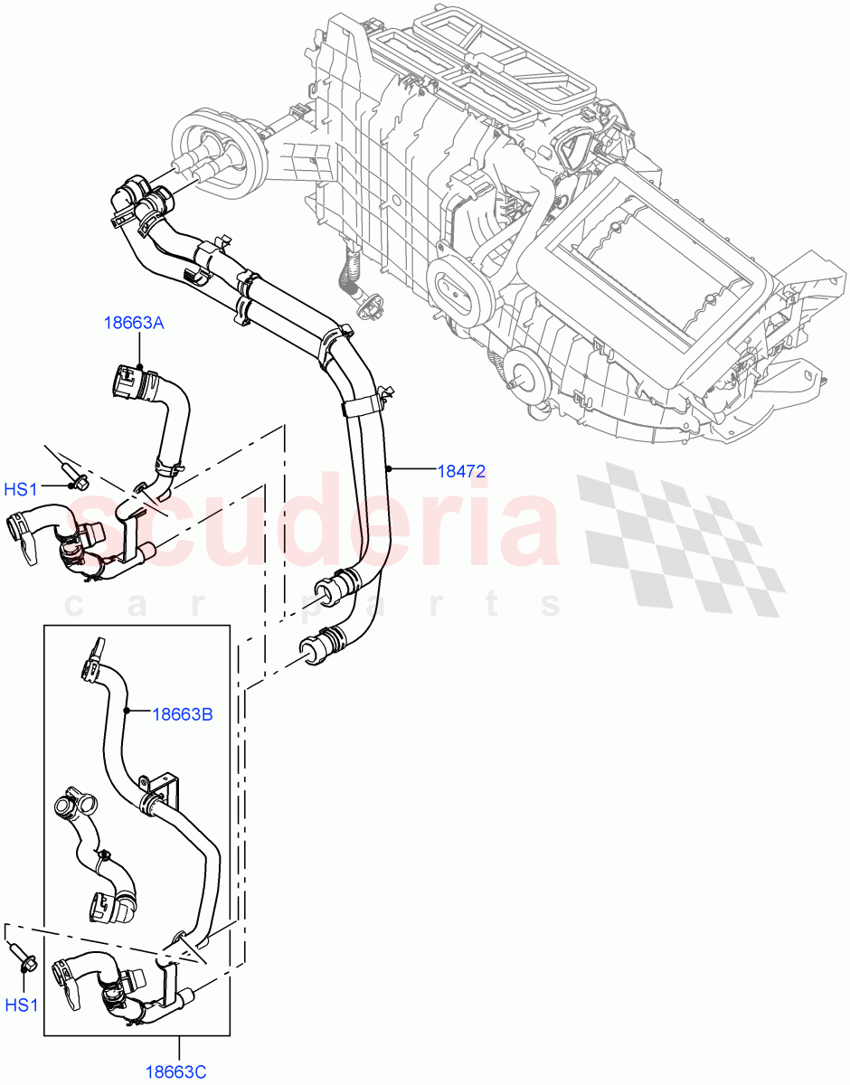 Heater Hoses(2.0L I4 DSL MID DOHC AJ200,With Ptc Heater,2.0L I4 DSL HIGH DOHC AJ200,Less Heater) of Land Rover Land Rover Range Rover Velar (2017+) [2.0 Turbo Petrol AJ200P]