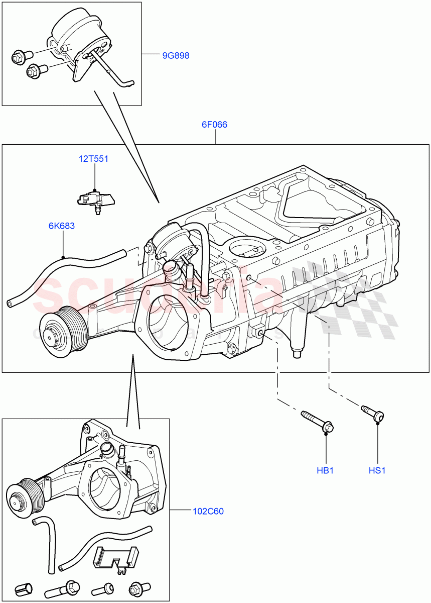 Supercharger(5.0L OHC SGDI SC V8 Petrol - AJ133)((V)FROMAA000001) of Land Rover Land Rover Range Rover Sport (2010-2013) [5.0 OHC SGDI SC V8 Petrol]