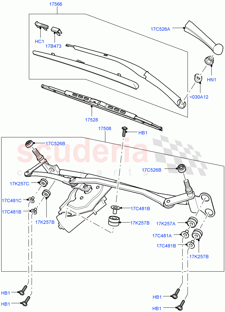 Windscreen Wiper(Windshield Wiper, Includes Motor And Linkage)((V)FROMAA000001) of Land Rover Land Rover Range Rover (2010-2012) [5.0 OHC SGDI NA V8 Petrol]
