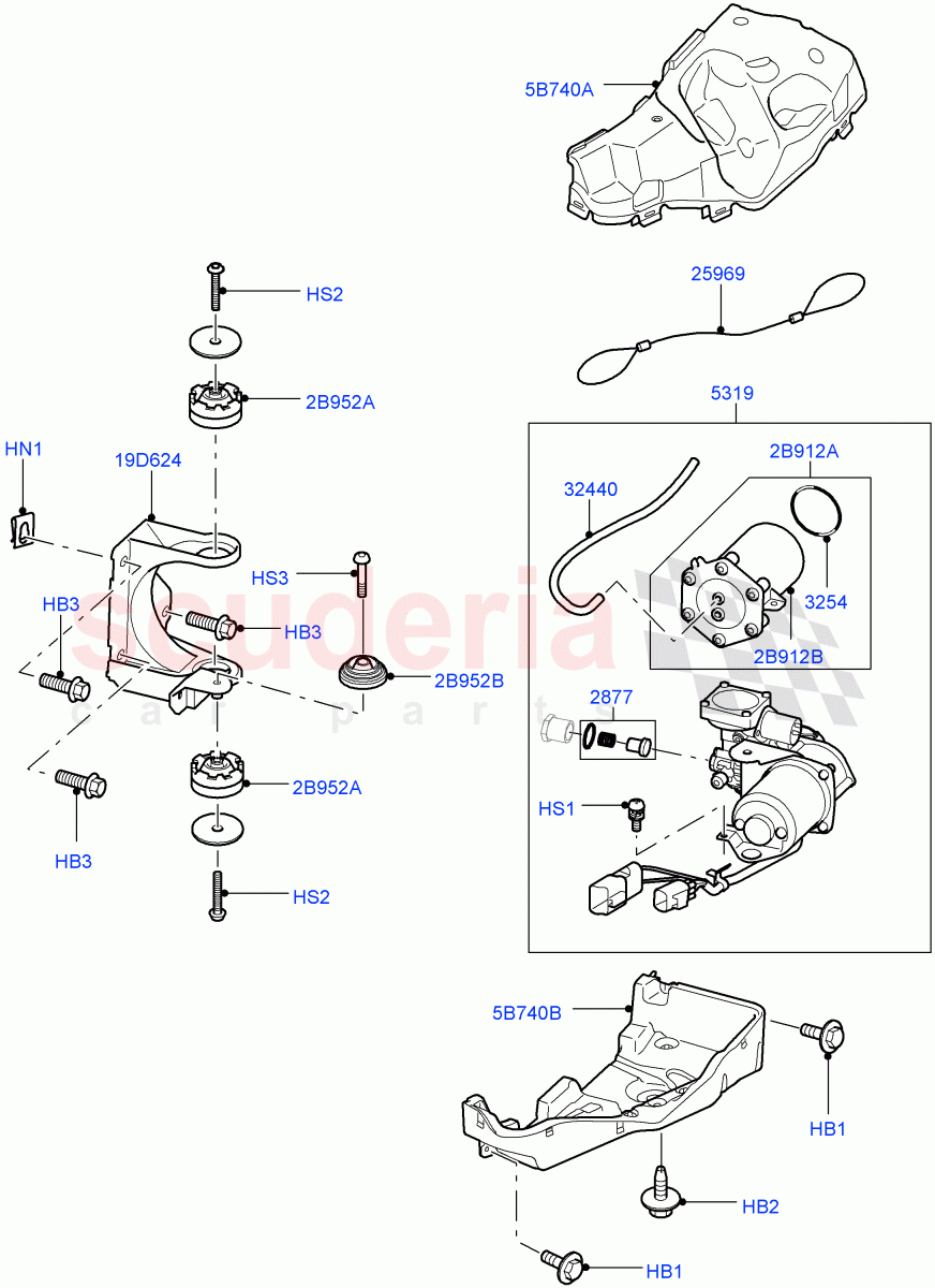 Air Suspension Compressor And Lines('Hitachi' Compressor)((V)FROMCA725269,(V)TODA768699) of Land Rover Land Rover Range Rover Sport (2010-2013) [5.0 OHC SGDI SC V8 Petrol]
