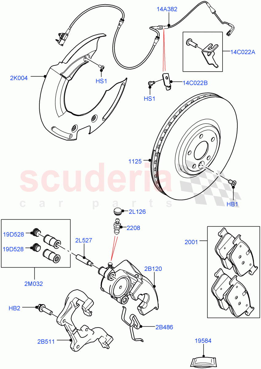 Front Brake Discs And Calipers(Version - Core,Version - R-Dynamic) of Land Rover Land Rover Range Rover Velar (2017+) [3.0 I6 Turbo Diesel AJ20D6]