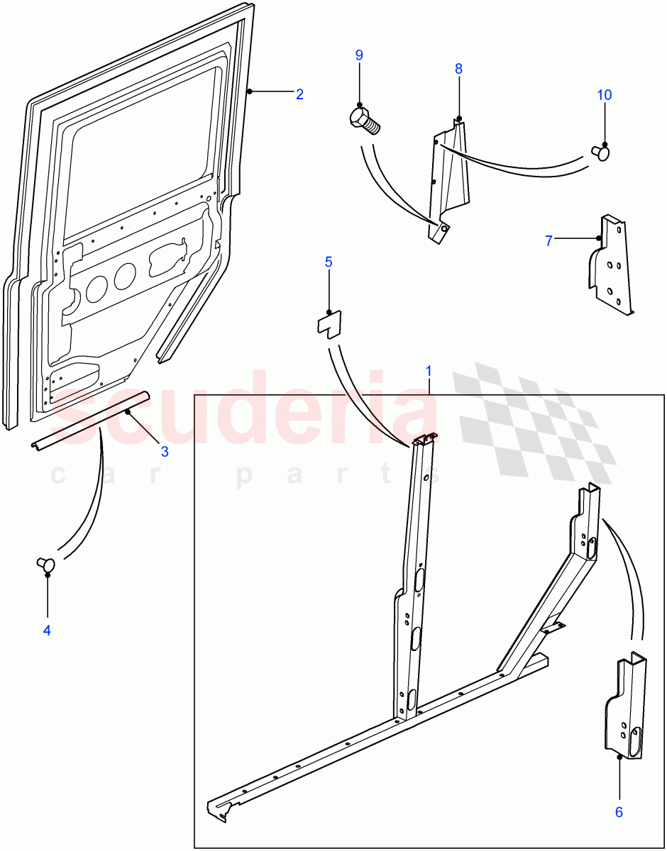 Rear Side Door Frame(Crew Cab Pick Up,110" Wheelbase,Chassis Crew Cab,130" Wheelbase,Station Wagon Utility - 5 Door,Station Wagon - 5 Door,Crew Cab HCPU)((V)FROM7A000001) of Land Rover Land Rover Defender (2007-2016)