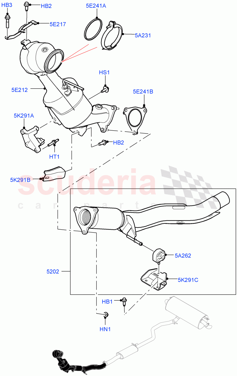 Front Exhaust System(2.0L AJ20P4 Petrol Mid PTA,Beijing 6 Petrol Emission,Changsu (China))((V)FROMKG446857,(V)TOMG140568) of Land Rover Land Rover Discovery Sport (2015+) [2.0 Turbo Petrol AJ200P]