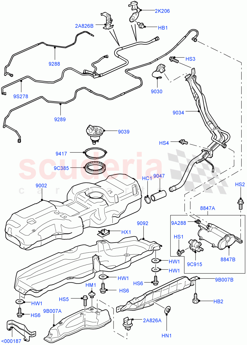 Fuel Tank & Related Parts(3.0L DOHC GDI SC V6 PETROL)((V)FROMEA000001) of Land Rover Land Rover Discovery 4 (2010-2016) [3.0 DOHC GDI SC V6 Petrol]