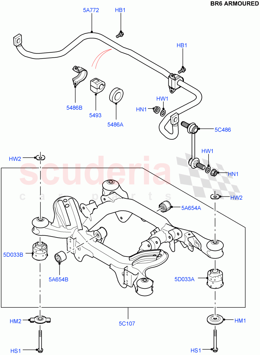 Rear Cross Member & Stabilizer Bar(With B6 Level Armouring)((V)FROMAA000001) of Land Rover Land Rover Range Rover (2010-2012) [5.0 OHC SGDI NA V8 Petrol]