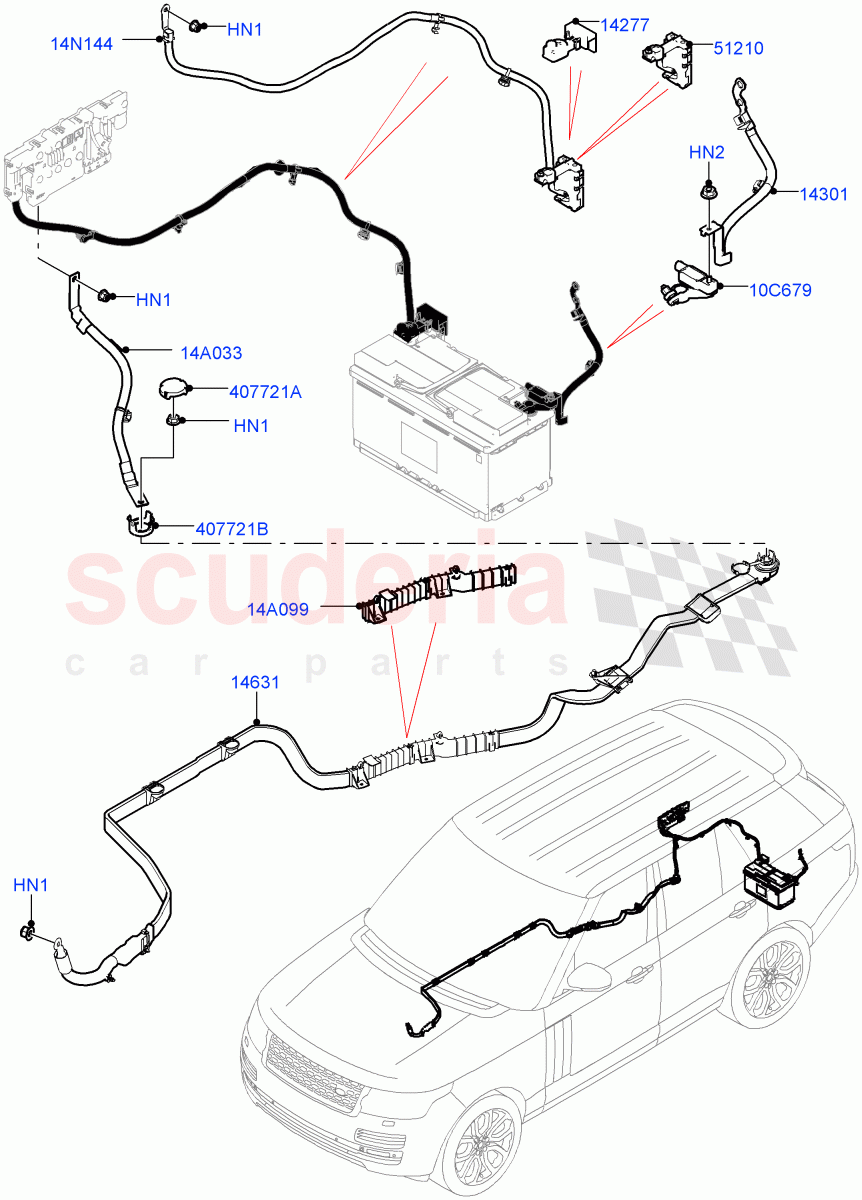 Battery Cables And Horn(Battery Cables)((V)FROMJA000001) of Land Rover Land Rover Range Rover (2012-2021) [5.0 OHC SGDI SC V8 Petrol]