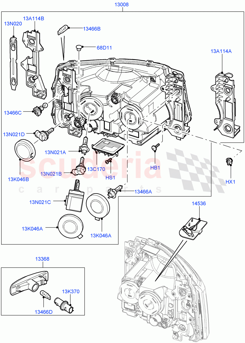 Headlamps And Front Flasher Lamps((V)FROMAA000001,(V)TODA999999) of Land Rover Land Rover Discovery 4 (2010-2016) [2.7 Diesel V6]