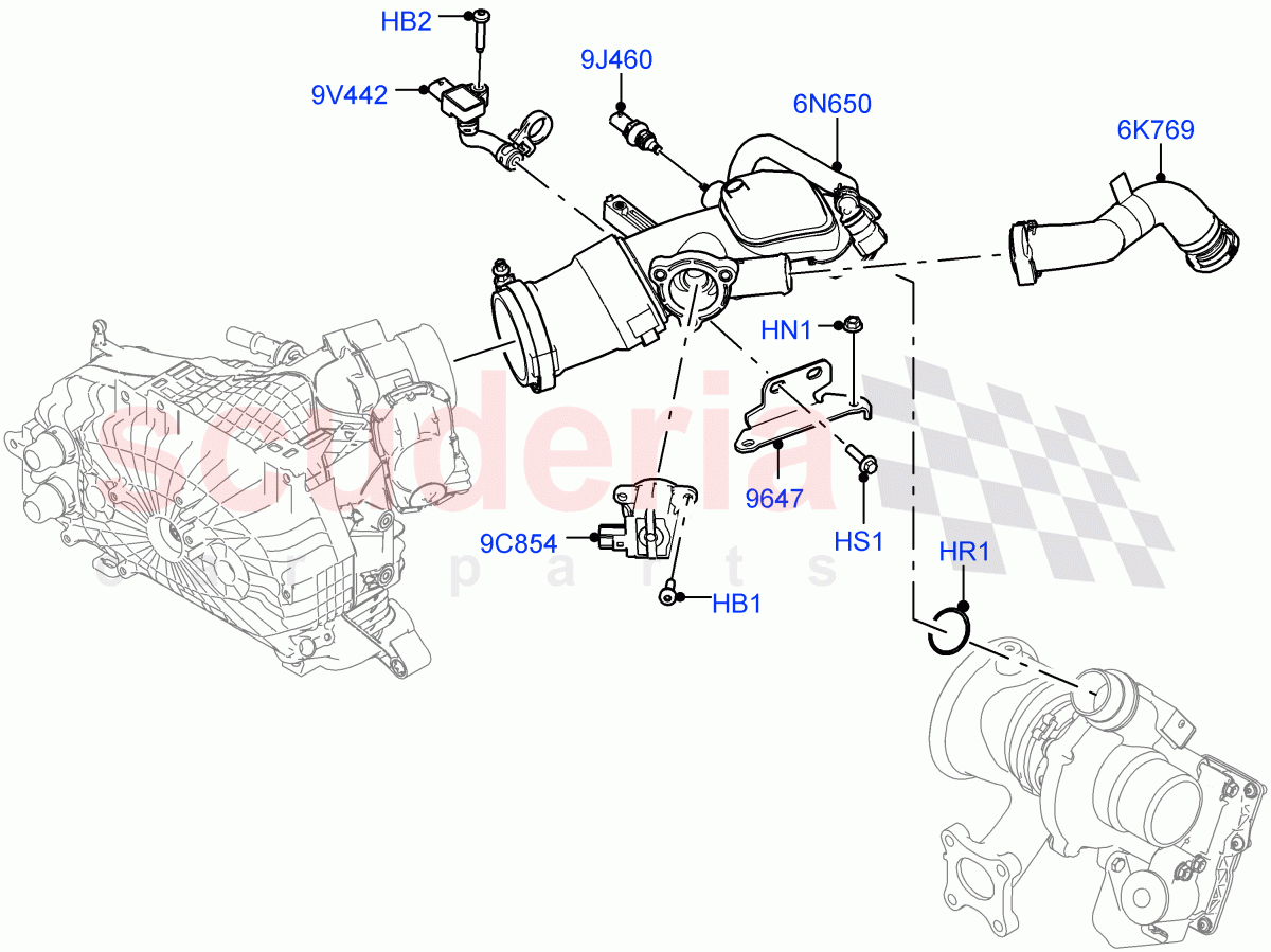 Intercooler/Air Ducts And Hoses(1.5L AJ20P3 Petrol High PHEV,Changsu (China),1.5L AJ20P3 Petrol High) of Land Rover Land Rover Discovery Sport (2015+) [1.5 I3 Turbo Petrol AJ20P3]