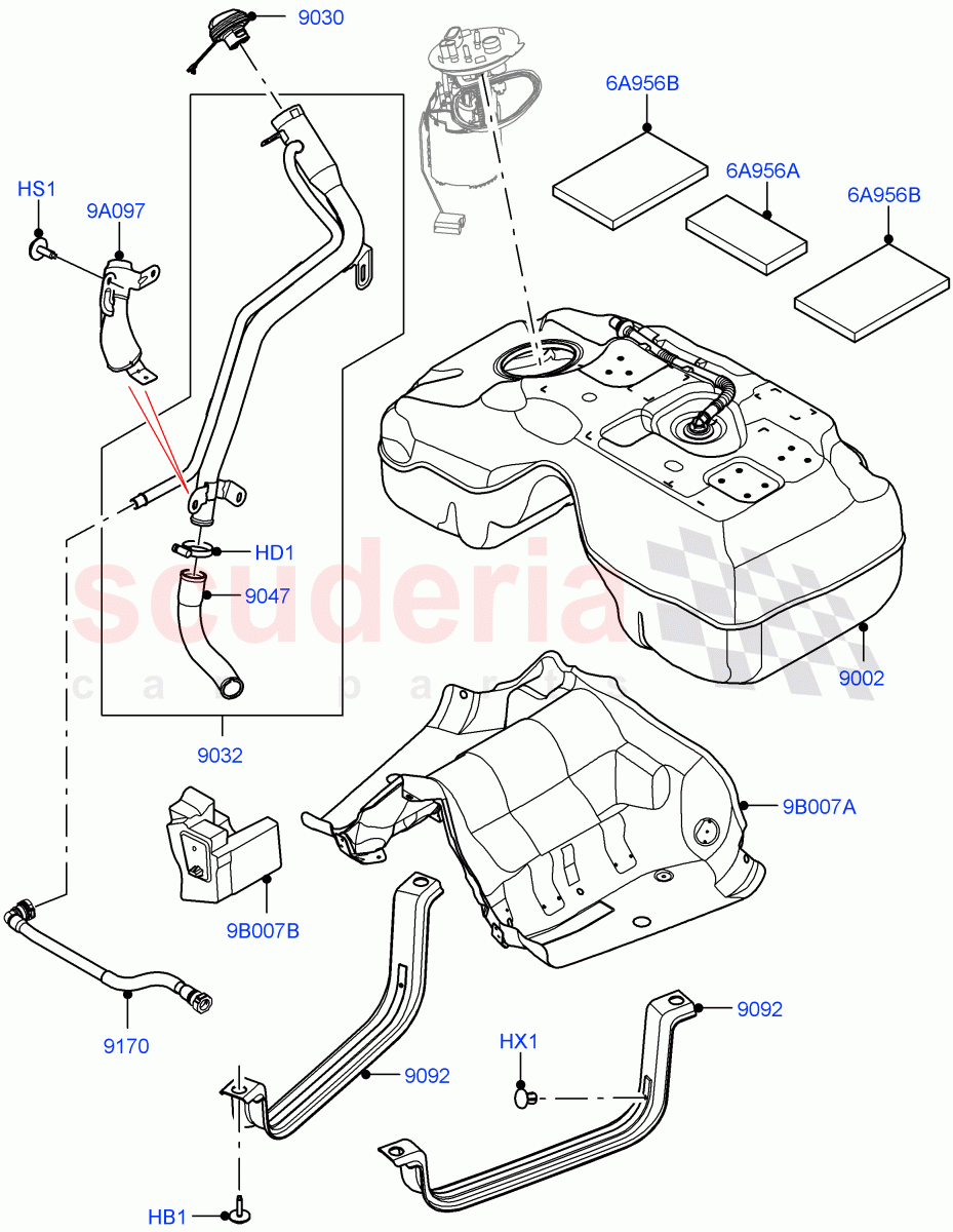 Fuel Tank & Related Parts(2.0L AJ21D4 Diesel Mid,Halewood (UK))((V)FROMMH000001) of Land Rover Land Rover Discovery Sport (2015+) [2.0 Turbo Diesel AJ21D4]