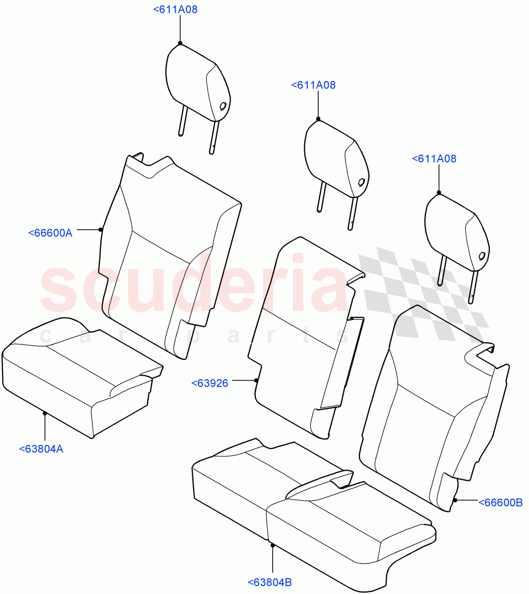 Rear Seat Covers(Nitra Plant Build)(Grained Cloth,Version - Core,60/40 Load Through With Slide)((V)FROMK2000001) of Land Rover Land Rover Discovery 5 (2017+) [3.0 DOHC GDI SC V6 Petrol]