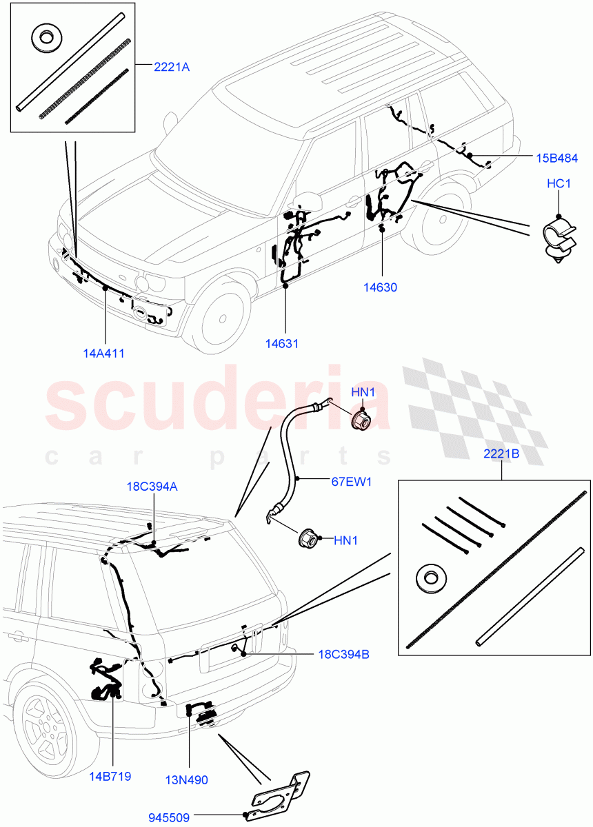 Electrical Wiring - Body And Rear(With Reverse Parking Aid, Door, Tailgate, Air Suspension)((V)FROMAA000001) of Land Rover Land Rover Range Rover (2010-2012) [3.6 V8 32V DOHC EFI Diesel]