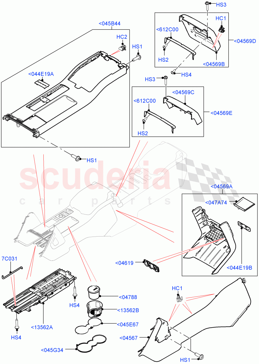 Console - Floor(For Carrier Assy, External Components, Front)(Standard Wheelbase) of Land Rover Land Rover Range Rover (2012-2021) [3.0 Diesel 24V DOHC TC]