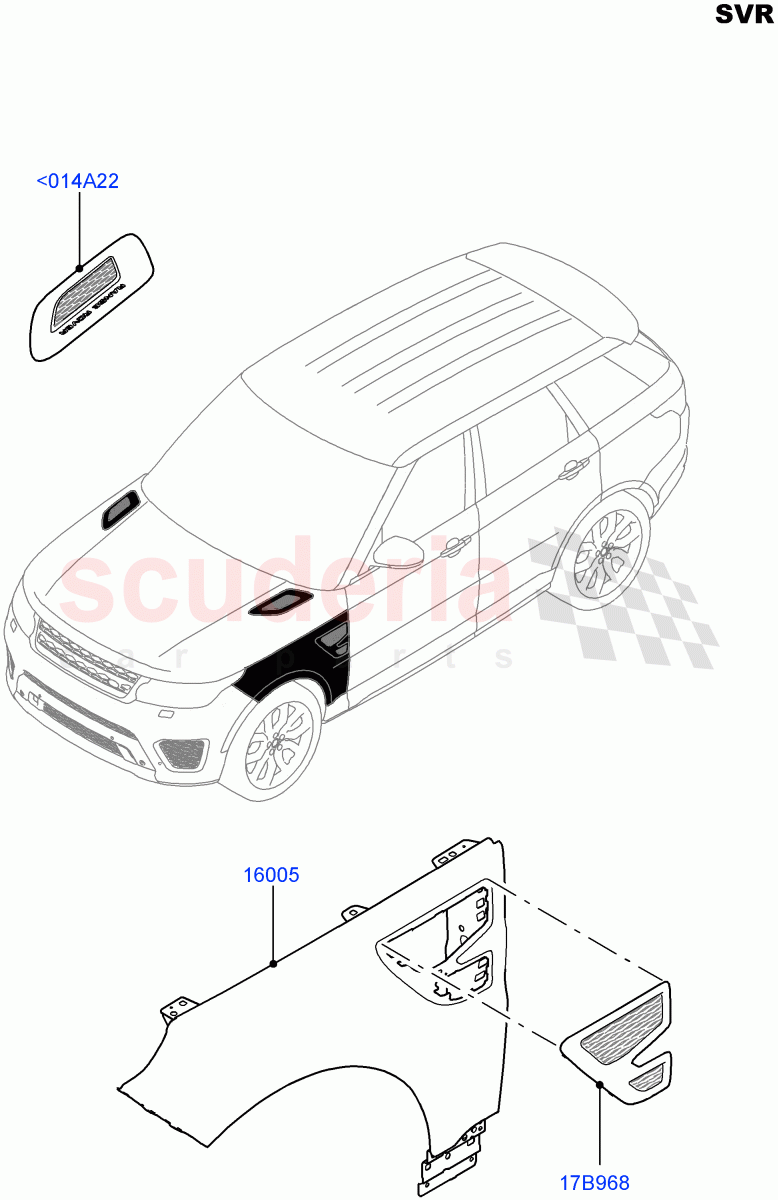 Dash Panel And Front Fenders(Vent Grille)(SVR)((V)FROMFA000001,(V)TOHA999999) of Land Rover Land Rover Range Rover Sport (2014+) [4.4 DOHC Diesel V8 DITC]