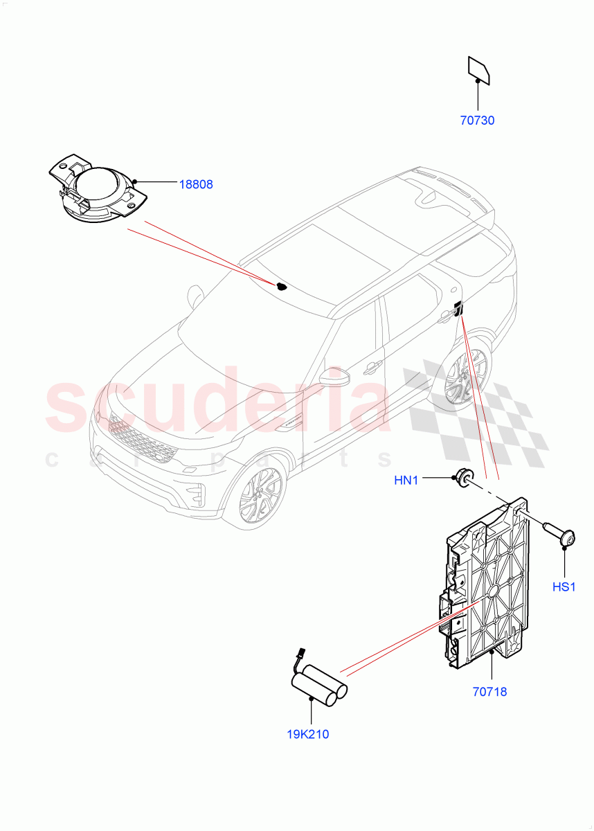 Telematics(Solihull Plant Build, Telematics Control Unit)(TCU Module - Russia,TCU Module - China,TCU Module - ROW,TCU Module - NAS)((V)FROMHA000001) of Land Rover Land Rover Discovery 5 (2017+) [3.0 I6 Turbo Diesel AJ20D6]