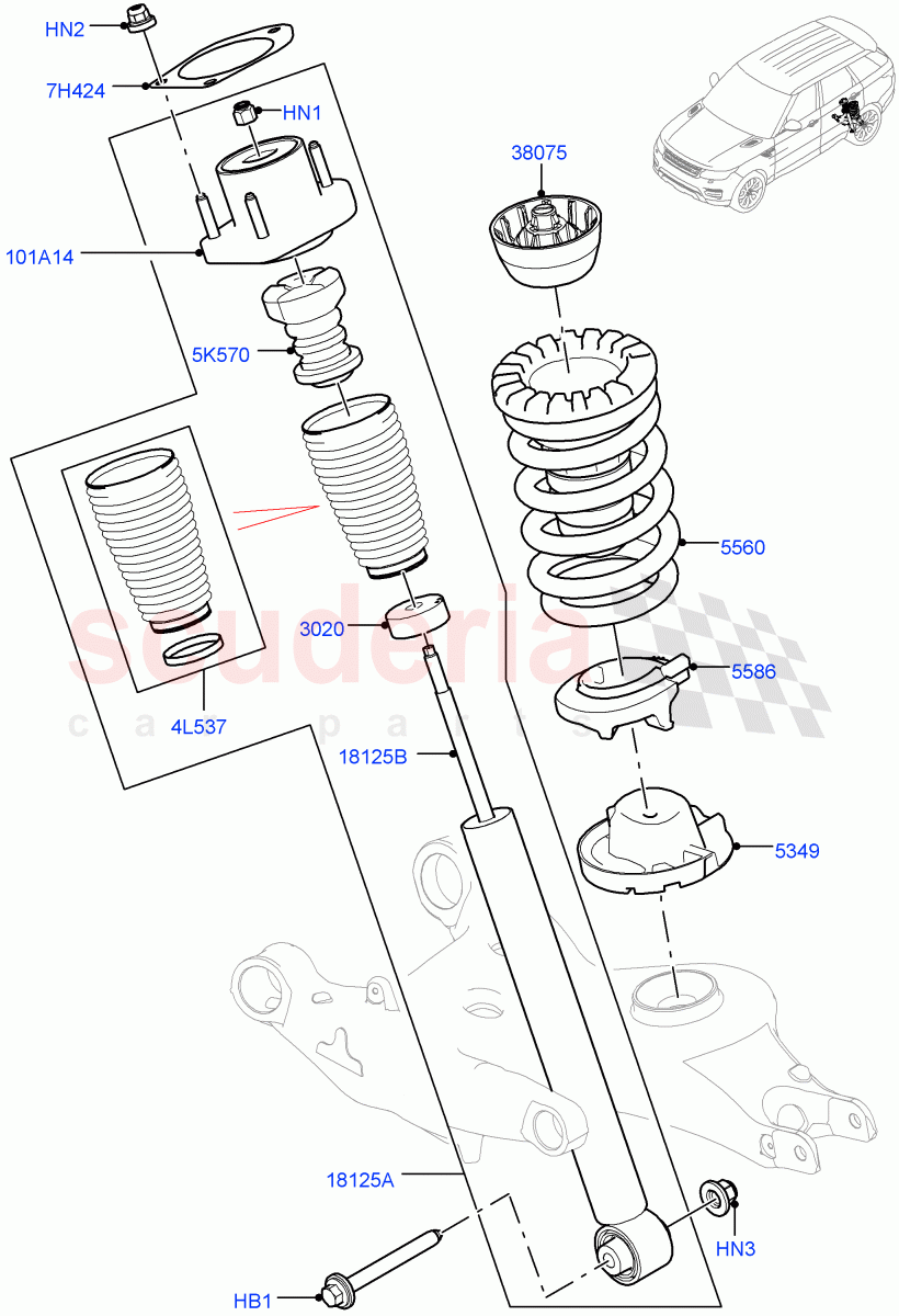 Rear Springs And Shock Absorbers(With Standard Duty Coil Spring Susp)((V)FROMHA000001) of Land Rover Land Rover Range Rover Sport (2014+) [5.0 OHC SGDI SC V8 Petrol]