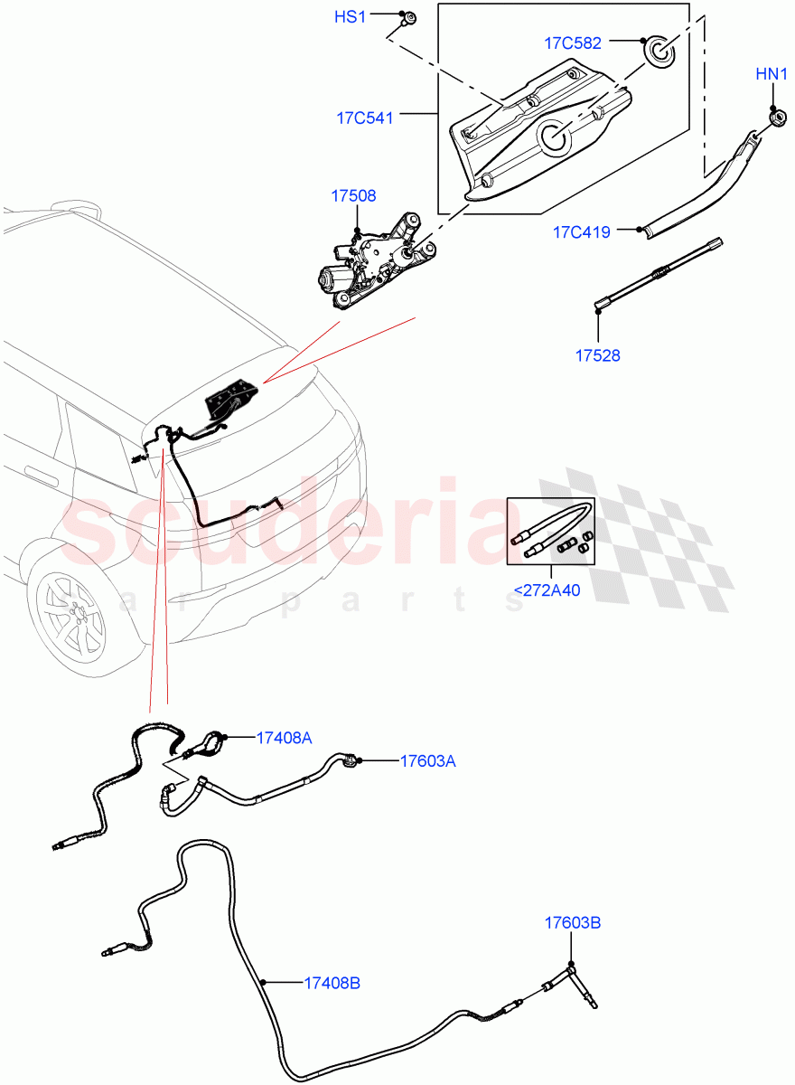 Rear Window Wiper And Washer(Halewood (UK)) of Land Rover Land Rover Range Rover Evoque (2019+) [2.0 Turbo Diesel AJ21D4]