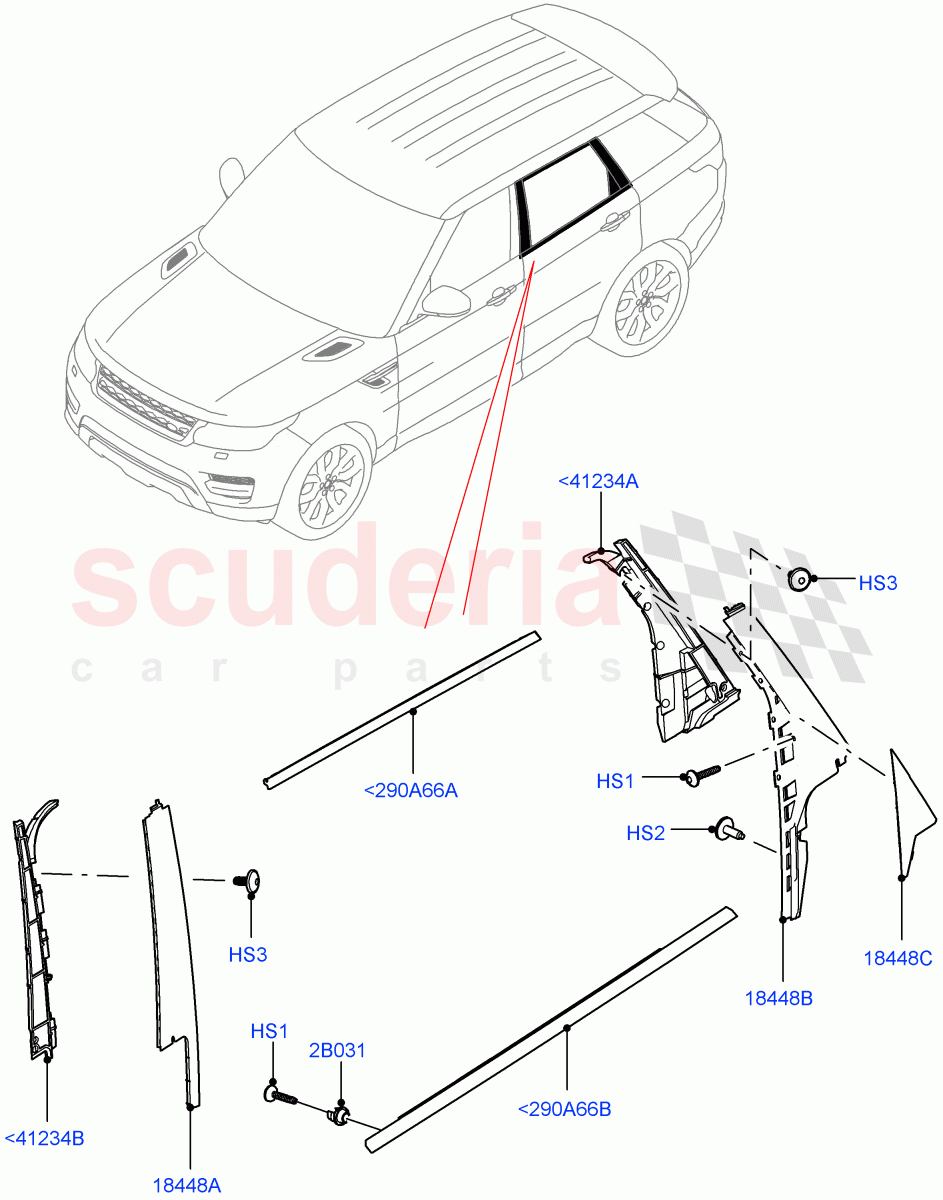 Rear Doors, Hinges & Weatherstrips(Finishers) of Land Rover Land Rover Range Rover Sport (2014+) [3.0 I6 Turbo Petrol AJ20P6]
