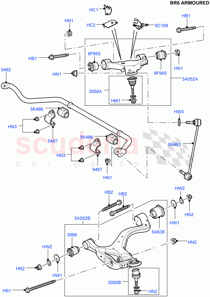 Front Susp.Arms/Stabilizer/X-Member(With B6 Level Armouring)((V)FROMAA000001) of Land Rover Land Rover Discovery 4 (2010-2016) [3.0 DOHC GDI SC V6 Petrol]